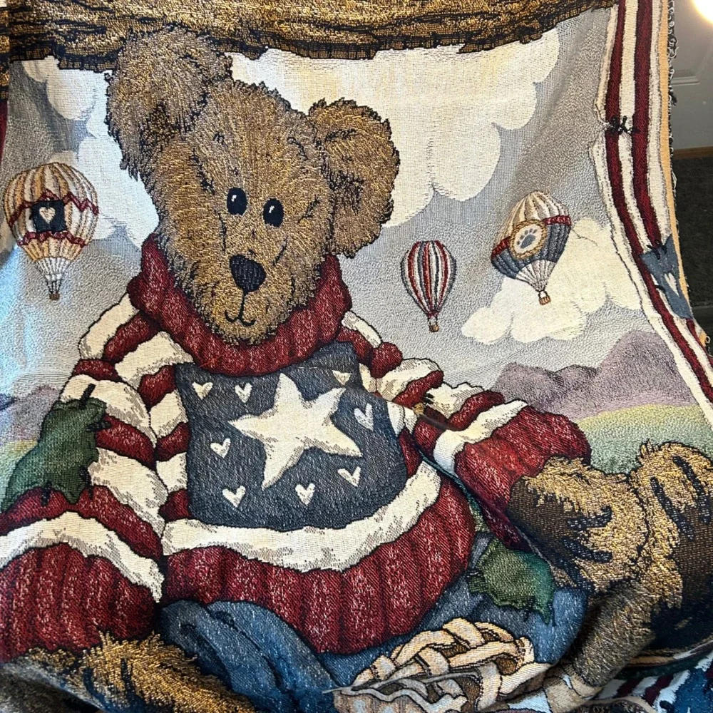 Boyds Bears & Friends Proud To Be A Bearmerican Woven Tapestry Throw Blanket
